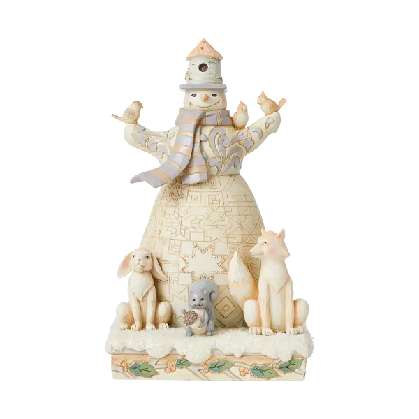 Figurine Woodland Snowman With Bird