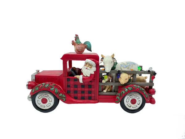 Clv Figurine Santa Driving Truck