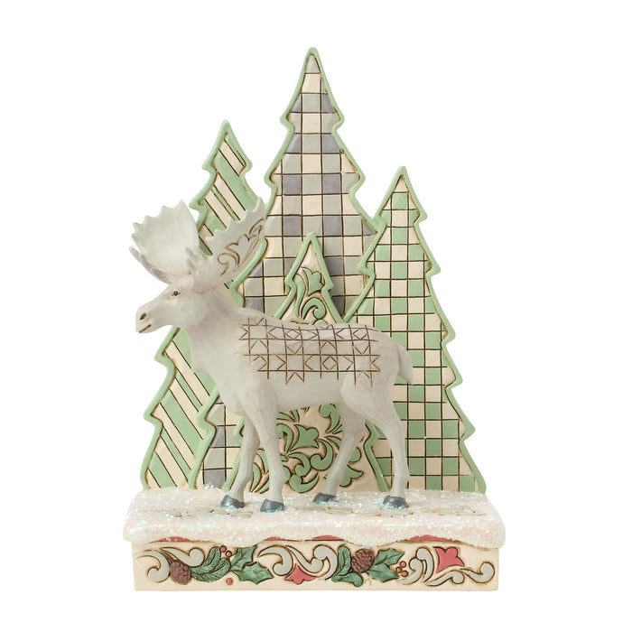 White Woodland Moose With Trees