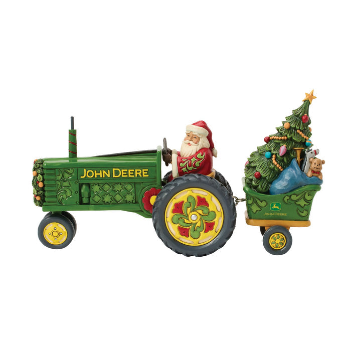 Santa On Tractor Pulling Tree