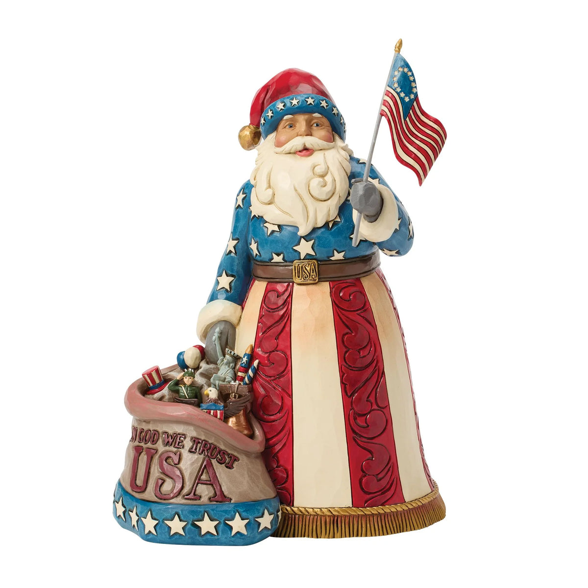 American Tradition. Santa w/ American Flag 250 years