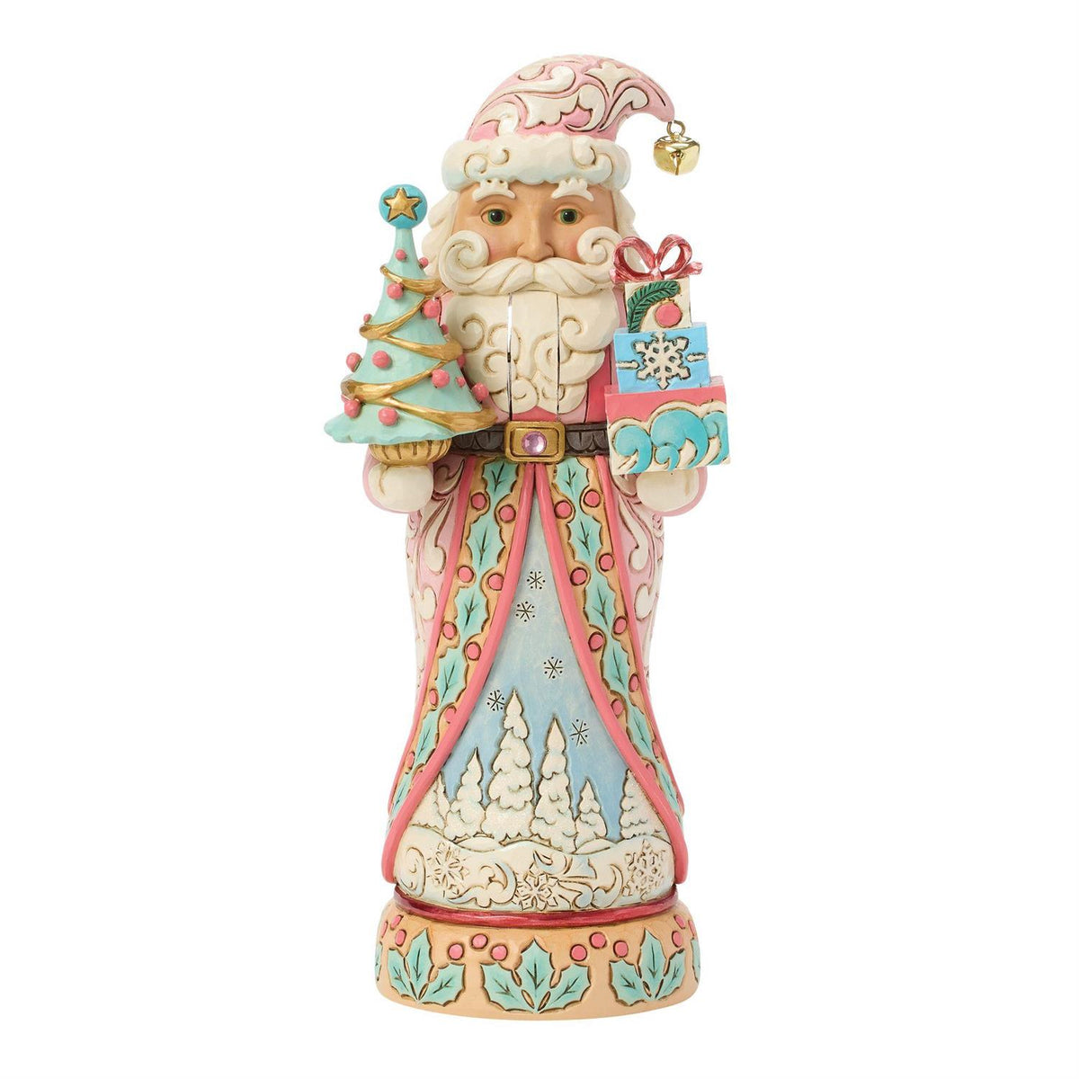 A Bright Winter Pastel Nutcracker Holding Tree